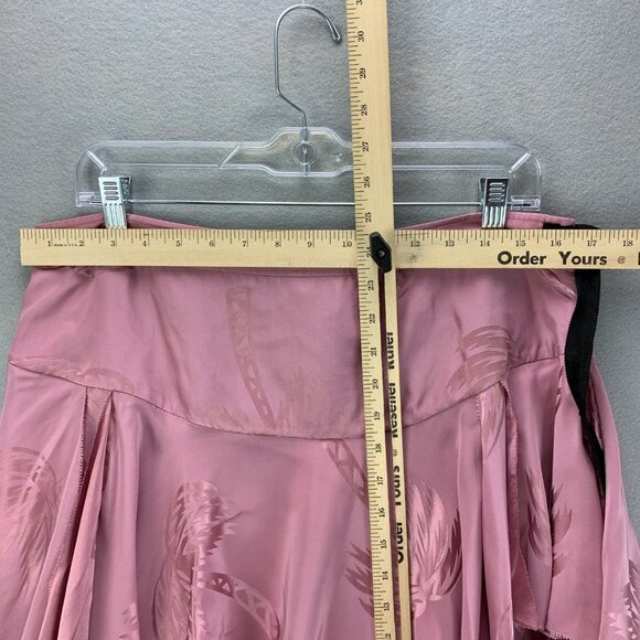 Coach Skirt Womens 10 Pink Silk Palm Tree Print Jacquard Tiered Handkerchief Hem - Picture 11 of 16